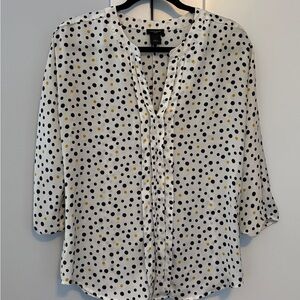 Ann Taylor Polka Dot Blouse - Black, White, Gold